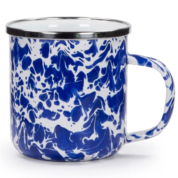 Golden Rabbit Enamelware Cobalt Swirl Blue & White Mugs, 12 Oz. Set Of Four - Picture 11 of 11